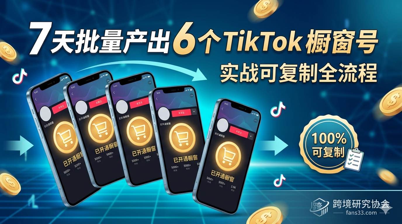 7天批量产出 6 个 TikTok 橱窗号 跨境团队可复制的矩阵起号全流程