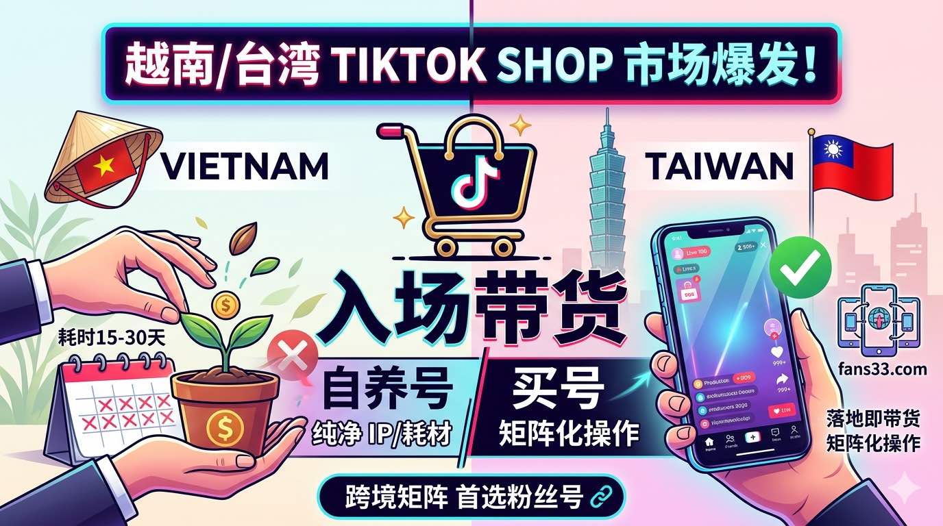 越南与台湾 TikTok Shop 市场爆发：入场带货，买号还是自养号？