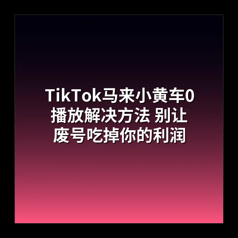 TikTok马来小黄车0播放解决方法 别让废号吃掉你的利润