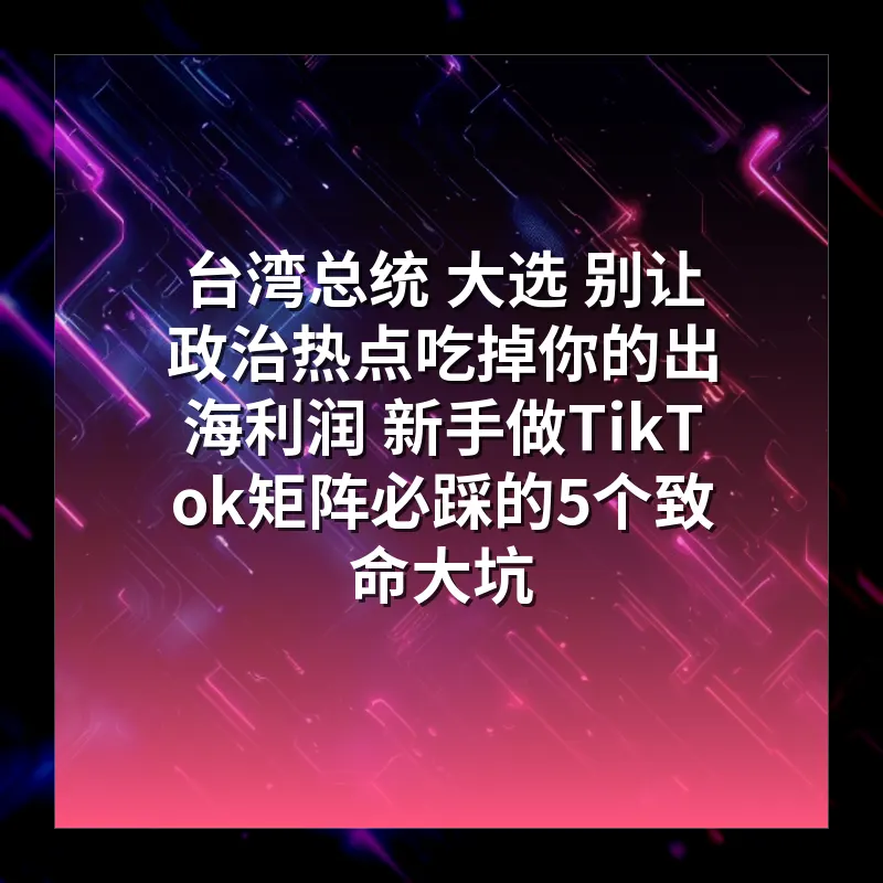 台湾总统 大选 别让政治热点吃掉你的出海利润 新手做TikTok矩阵必踩的5个致命大坑