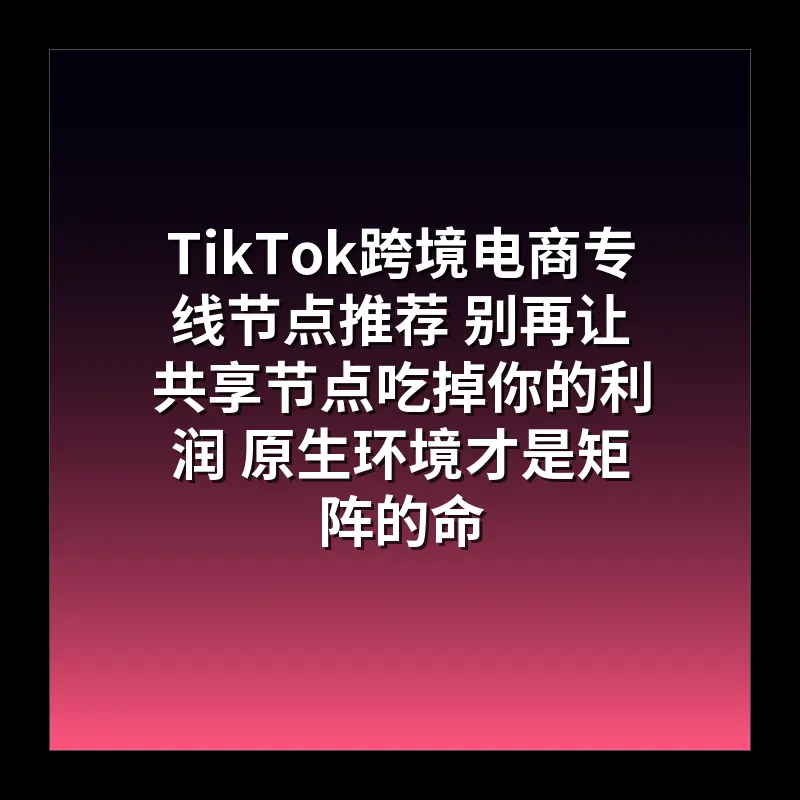 TikTok跨境电商专线节点推荐 别再让共享节点吃掉你的利润 原生环境才是矩阵的命