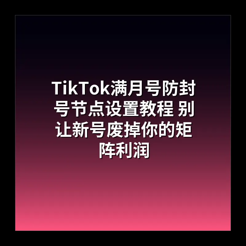 TikTok满月号防封号节点设置教程 别让新号废掉你的矩阵利润