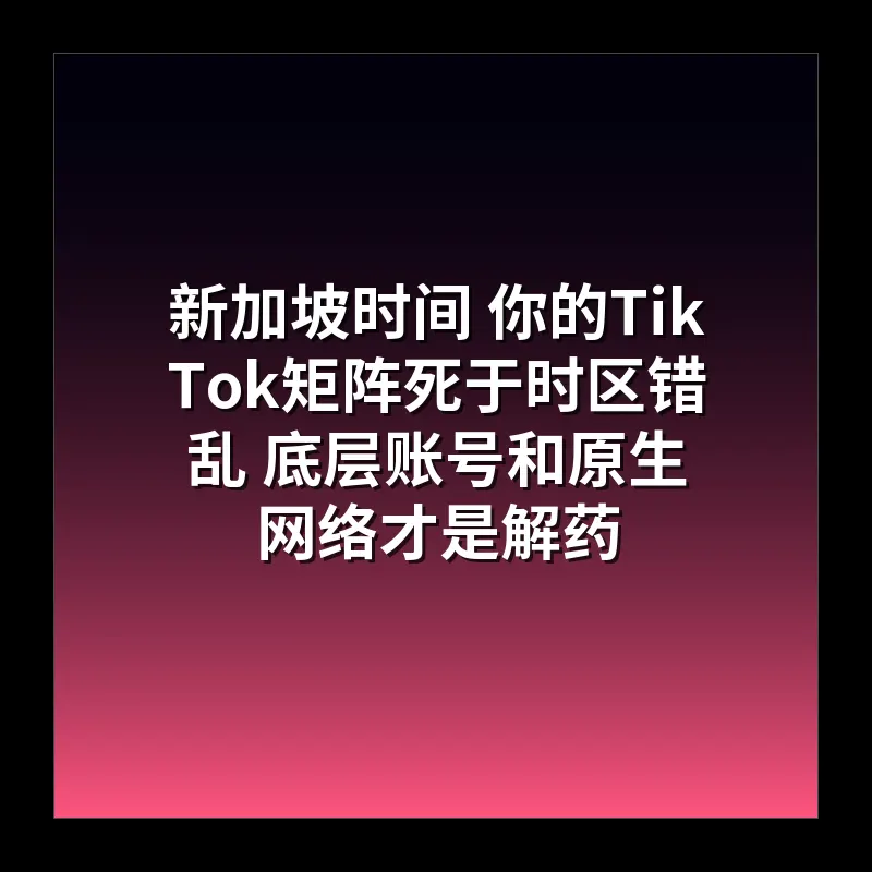 新加坡时间 你的TikTok矩阵死于时区错乱 底层账号和原生网络才是解药