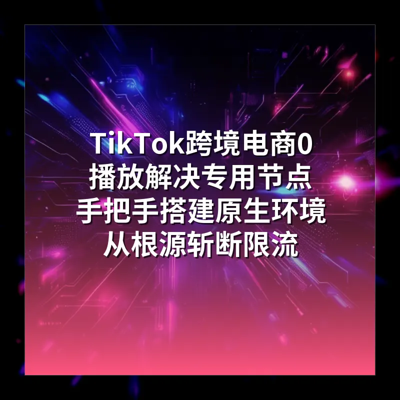 TikTok跨境电商0播放解决专用节点 手把手搭建原生环境 从根源斩断限流