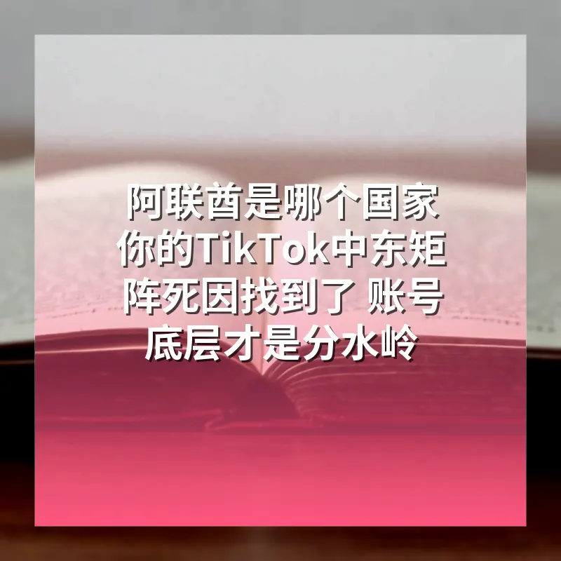 阿联酋是哪个国家 你的TikTok中东矩阵死因找到了 账号底层才是分水岭