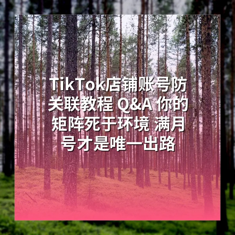 TikTok店铺账号防关联教程 Q&A 你的矩阵死于环境 满月号才是唯一出路