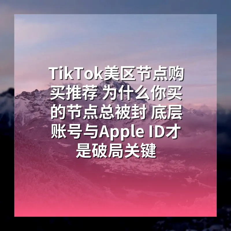 TikTok美区节点购买推荐 为什么你买的节点总被封 底层账号与Apple ID才是破局关键