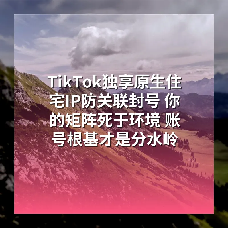 TikTok独享原生住宅IP防关联封号 你的矩阵死于环境 账号根基才是分水岭