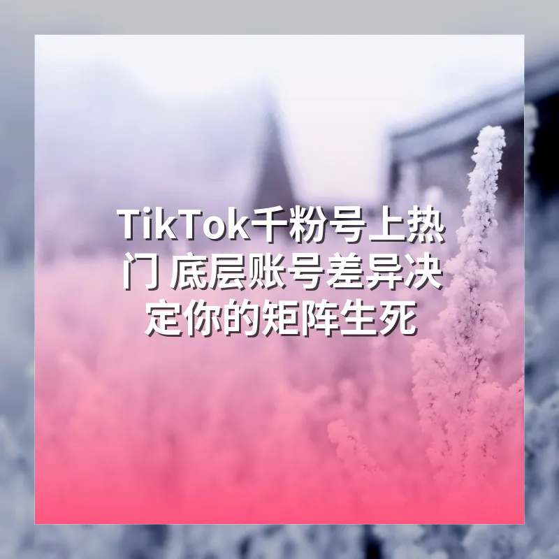 TikTok千粉号上热门 底层账号差异决定你的矩阵生死