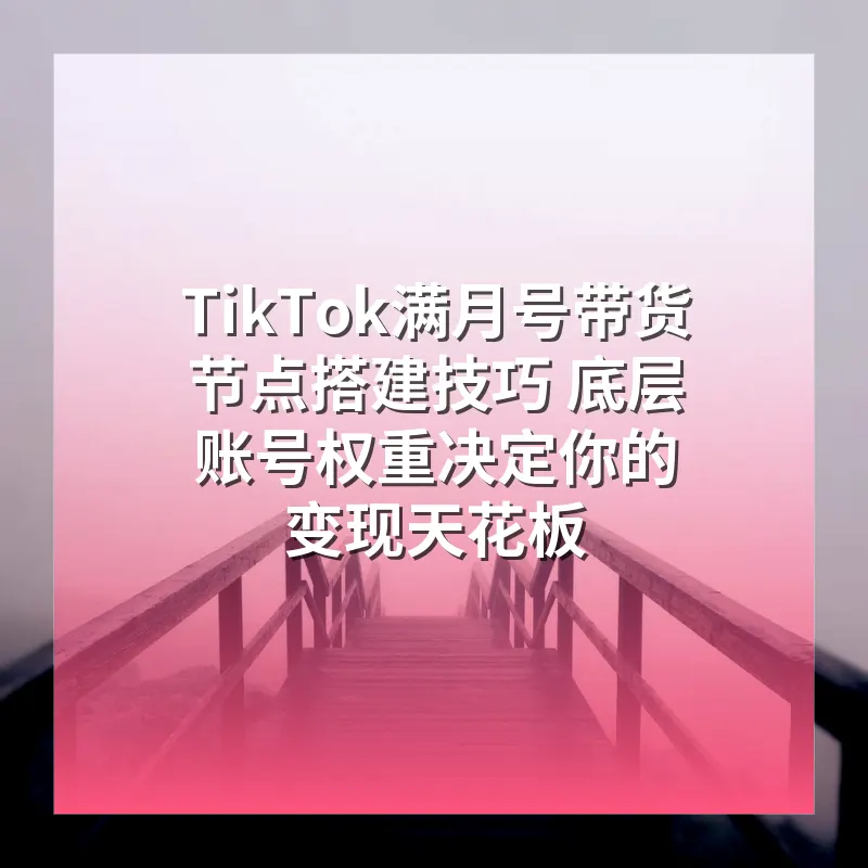 TikTok满月号带货节点搭建技巧 底层账号权重决定你的变现天花板