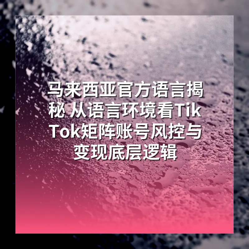 马来西亚官方语言揭秘 从语言环境看TikTok矩阵账号风控与变现底层逻辑