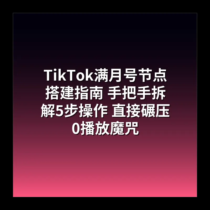 TikTok满月号节点搭建指南 手把手拆解5步操作 直接碾压0播放魔咒
