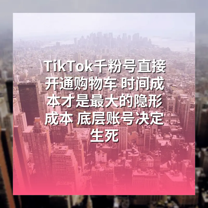 TikTok千粉号直接开通购物车 时间成本才是最大的隐形成本 底层账号决定生死