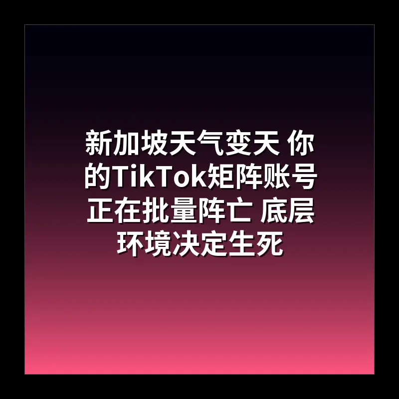 新加坡天气变天 你的TikTok矩阵账号正在批量阵亡 底层环境决定生死