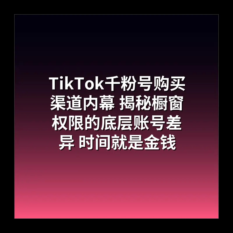 TikTok千粉号购买渠道内幕 揭秘橱窗权限的底层账号差异 时间就是金钱