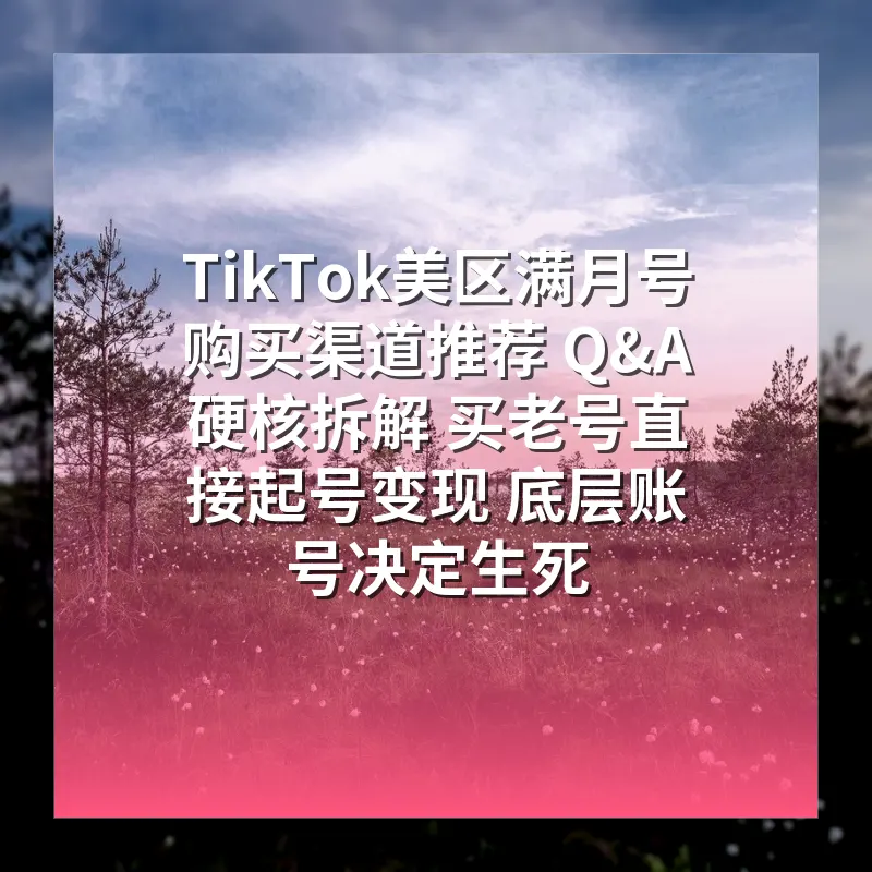 TikTok美区满月号购买渠道推荐 Q&A 硬核拆解 买老号直接起号变现 底层账号决定生死