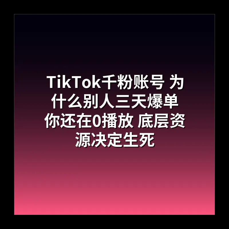 TikTok千粉账号 为什么别人三天爆单你还在0播放 底层资源决定生死