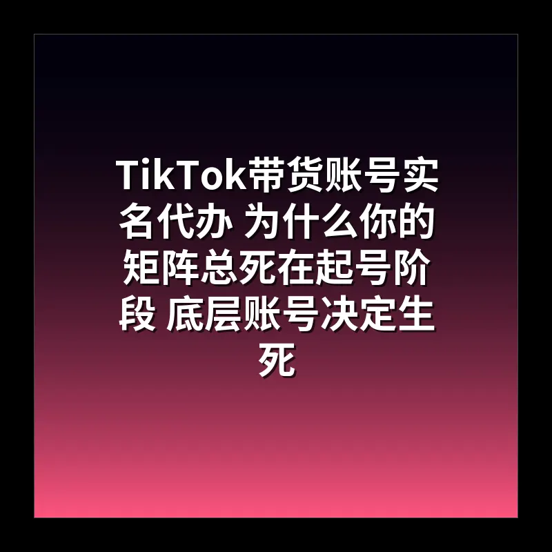 TikTok带货账号实名代办 为什么你的矩阵总死在起号阶段 底层账号决定生死