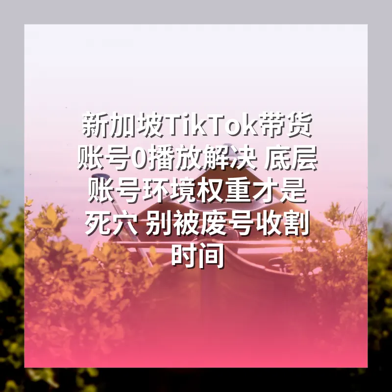 新加坡TikTok带货账号0播放解决 底层账号环境权重才是死穴 别被废号收割时间