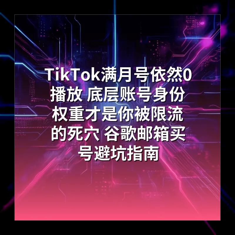 TikTok满月号依然0播放 底层账号身份权重才是你被限流的死穴 谷歌邮箱买号避坑指南
