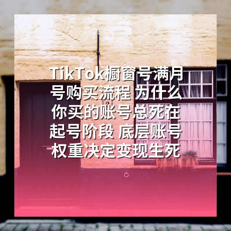 TikTok橱窗号满月号购买流程 为什么你买的账号总死在起号阶段 底层账号权重决定变现生死