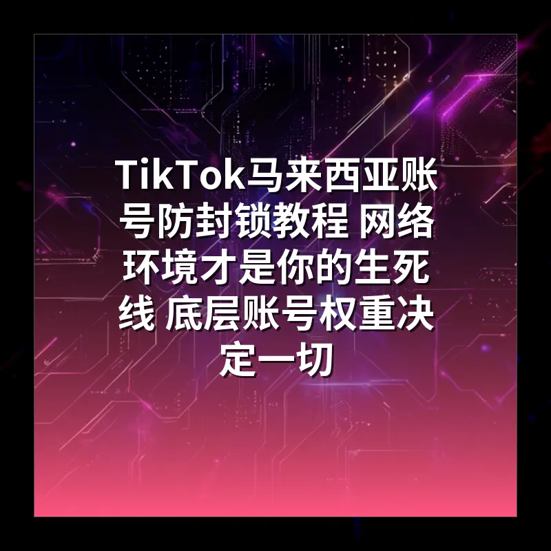 TikTok马来西亚账号防封锁教程 网络环境才是你的生死线 底层账号权重决定一切