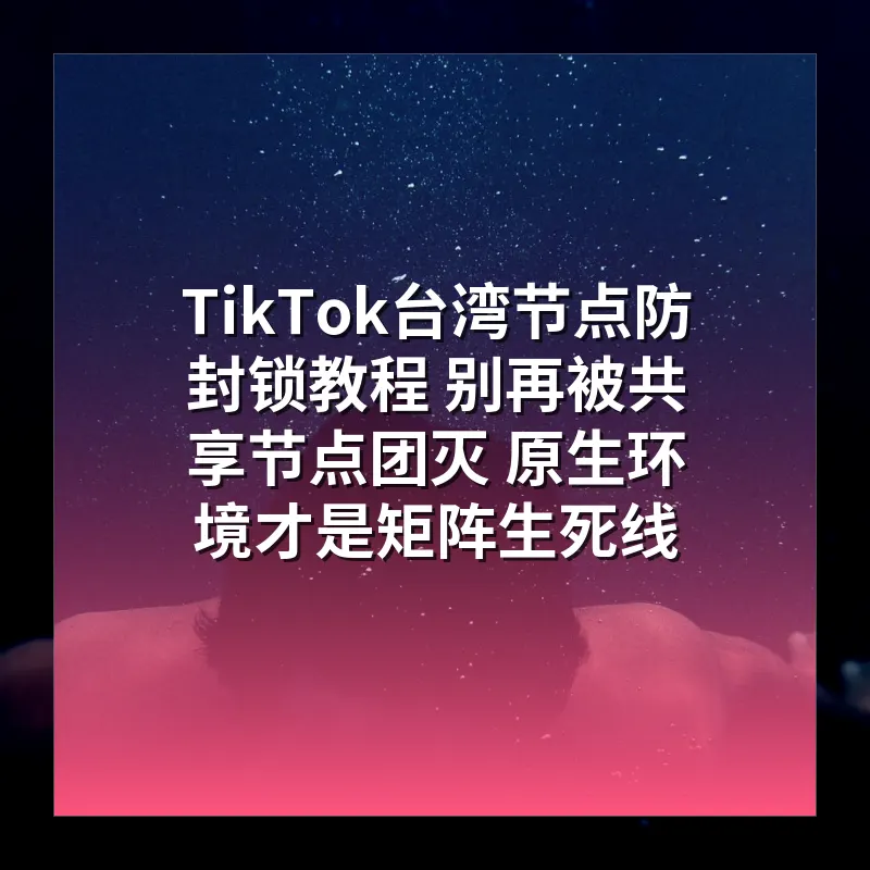 TikTok台湾节点防封锁教程 别再被共享节点团灭 原生环境才是矩阵生死线