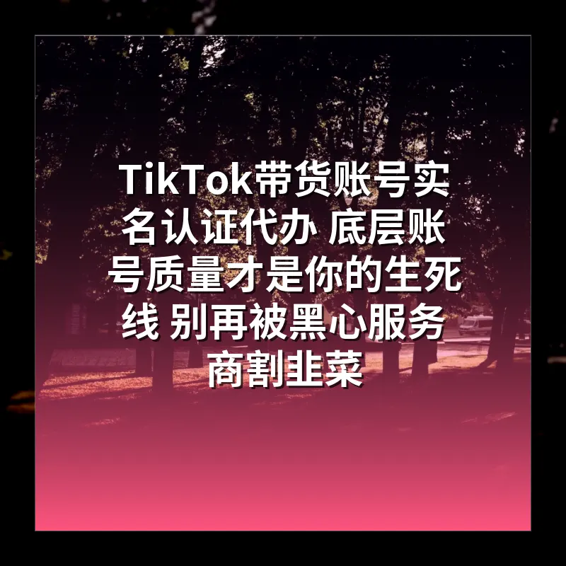 TikTok带货账号实名认证代办 底层账号质量才是你的生死线 别再被黑心服务商割韭菜
