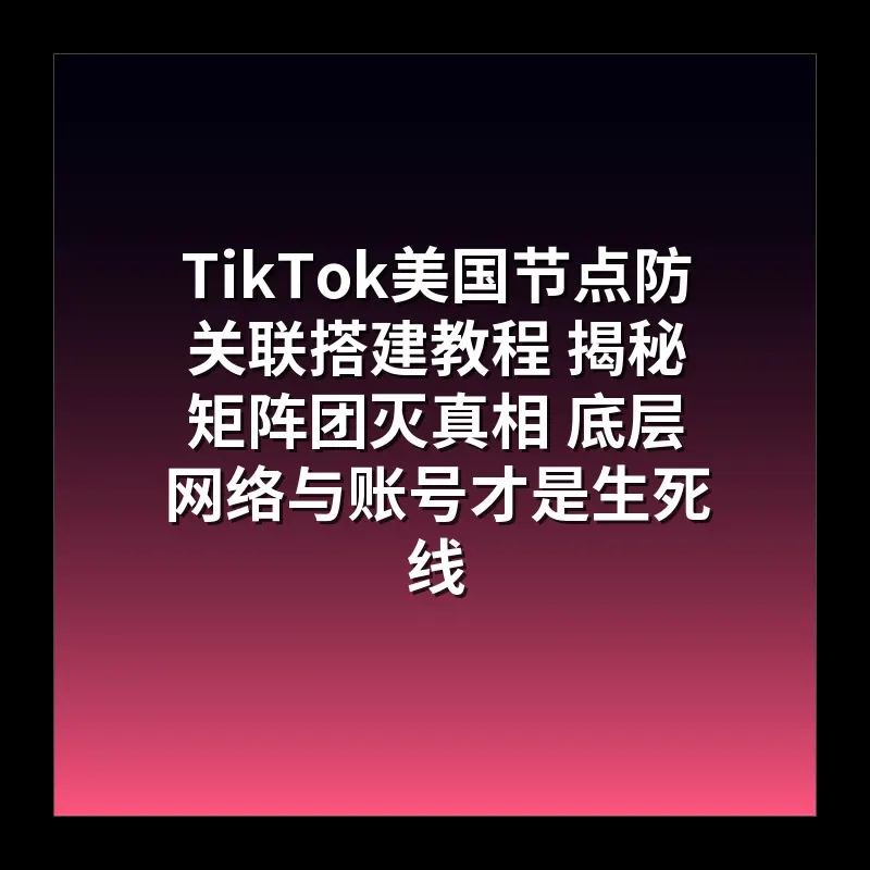 TikTok美国节点防关联搭建教程 揭秘矩阵团灭真相 底层网络与账号才是生死线