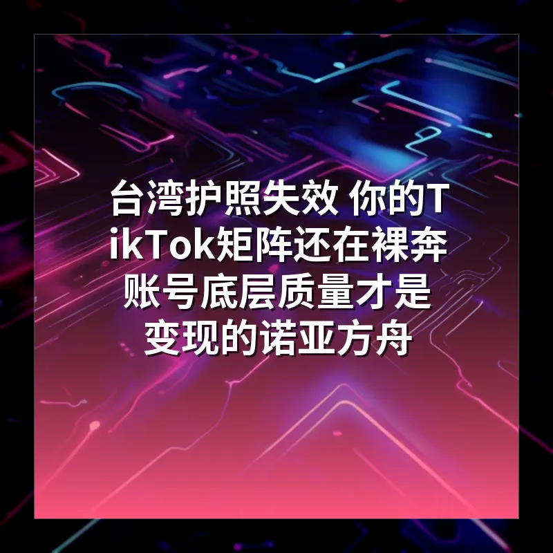 台湾护照失效 你的TikTok矩阵还在裸奔 账号底层质量才是变现的诺亚方舟