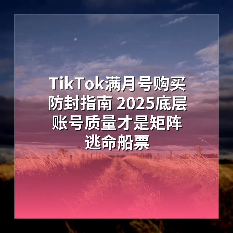 TikTok满月号购买防封指南 2026底层账号质量才是矩阵逃命船票