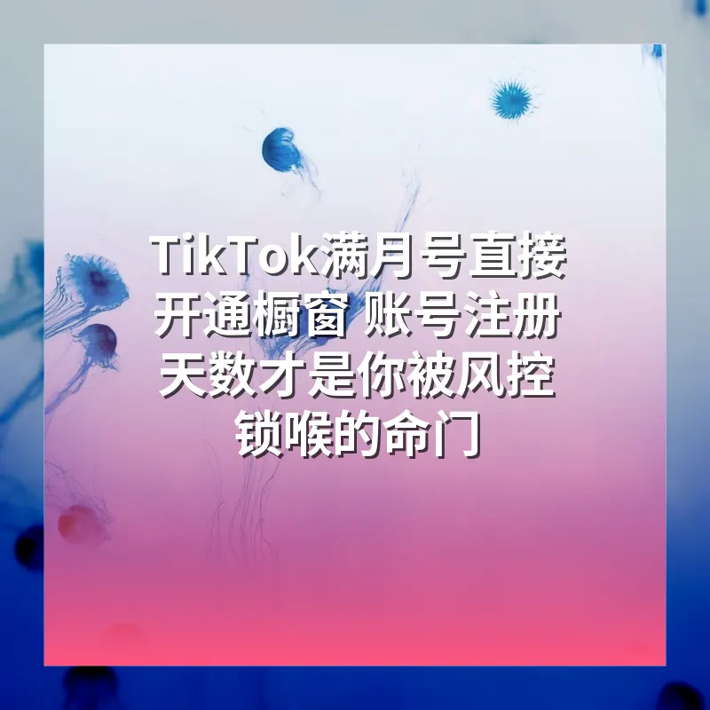 TikTok满月号直接开通橱窗 账号注册天数才是你被风控锁喉的命门