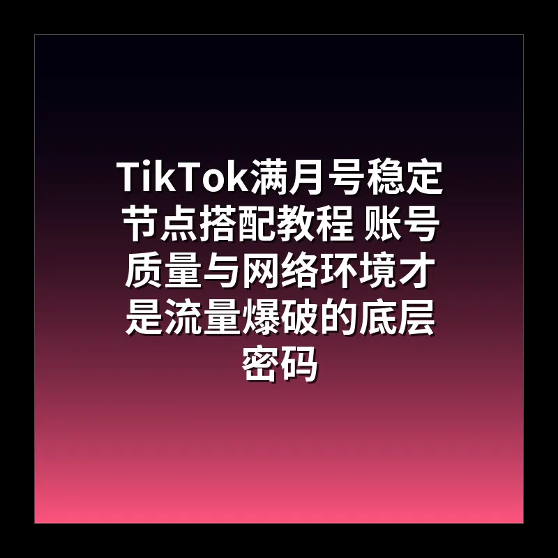 TikTok满月号稳定节点搭配教程 账号质量与网络环境才是流量爆破的底层密码