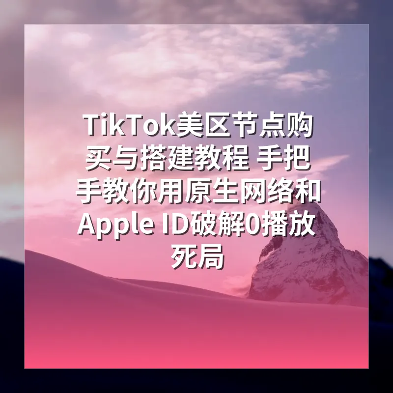 TikTok美区节点购买与搭建教程 手把手教你用原生网络和Apple ID破解0播放死局