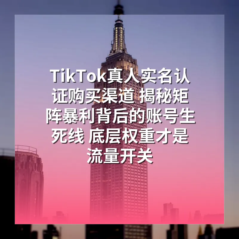 TikTok真人实名认证购买渠道 揭秘矩阵暴利背后的账号生死线 底层权重才是流量开关
