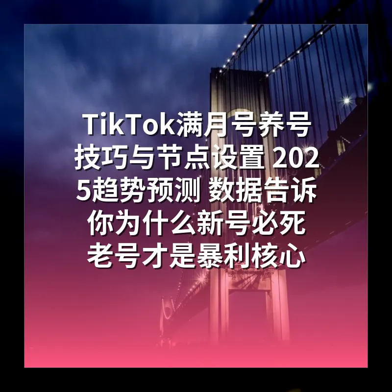 TikTok满月号养号技巧与节点设置 2026趋势预测 数据告诉你为什么新号必死老号才是暴利核心