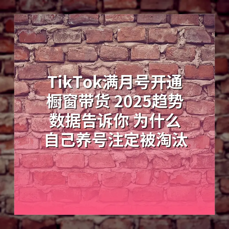 TikTok满月号开通橱窗带货 2026趋势数据告诉你 为什么自己养号注定被淘汰