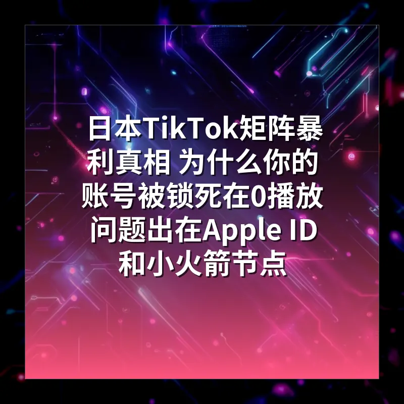 日本TikTok矩阵暴利真相 为什么你的账号被锁死在0播放 问题出在Apple ID和小火箭节点